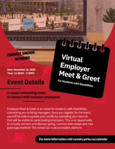 Virtual Employer Meet and Greet for Students with Disabilities @ Virtual Event