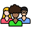 Icon shows group of diverse people