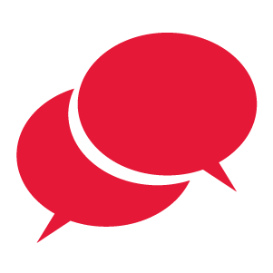 icon of two red speech bubbles.