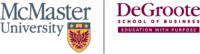 McMaster University logo, DeGroote School of Business logo, Education with Purpose